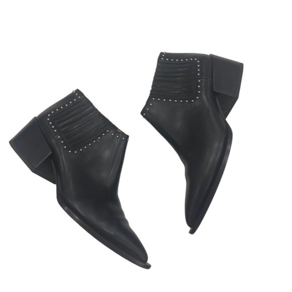 Givenchy Black Leather Studded Accents Chelsea Boots Size 37 Pointed Toe Silver - Picture 11 of 11